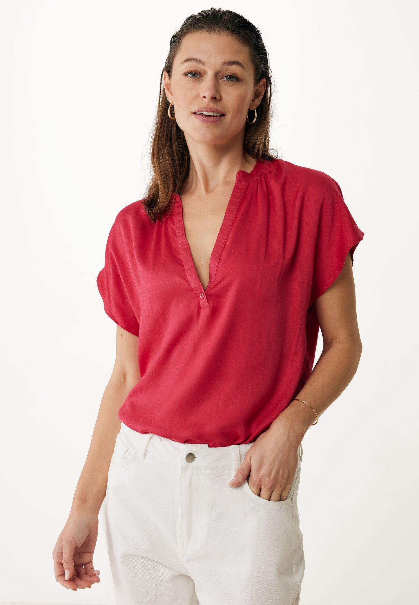 Short Sleeve V-Neck Blouse
