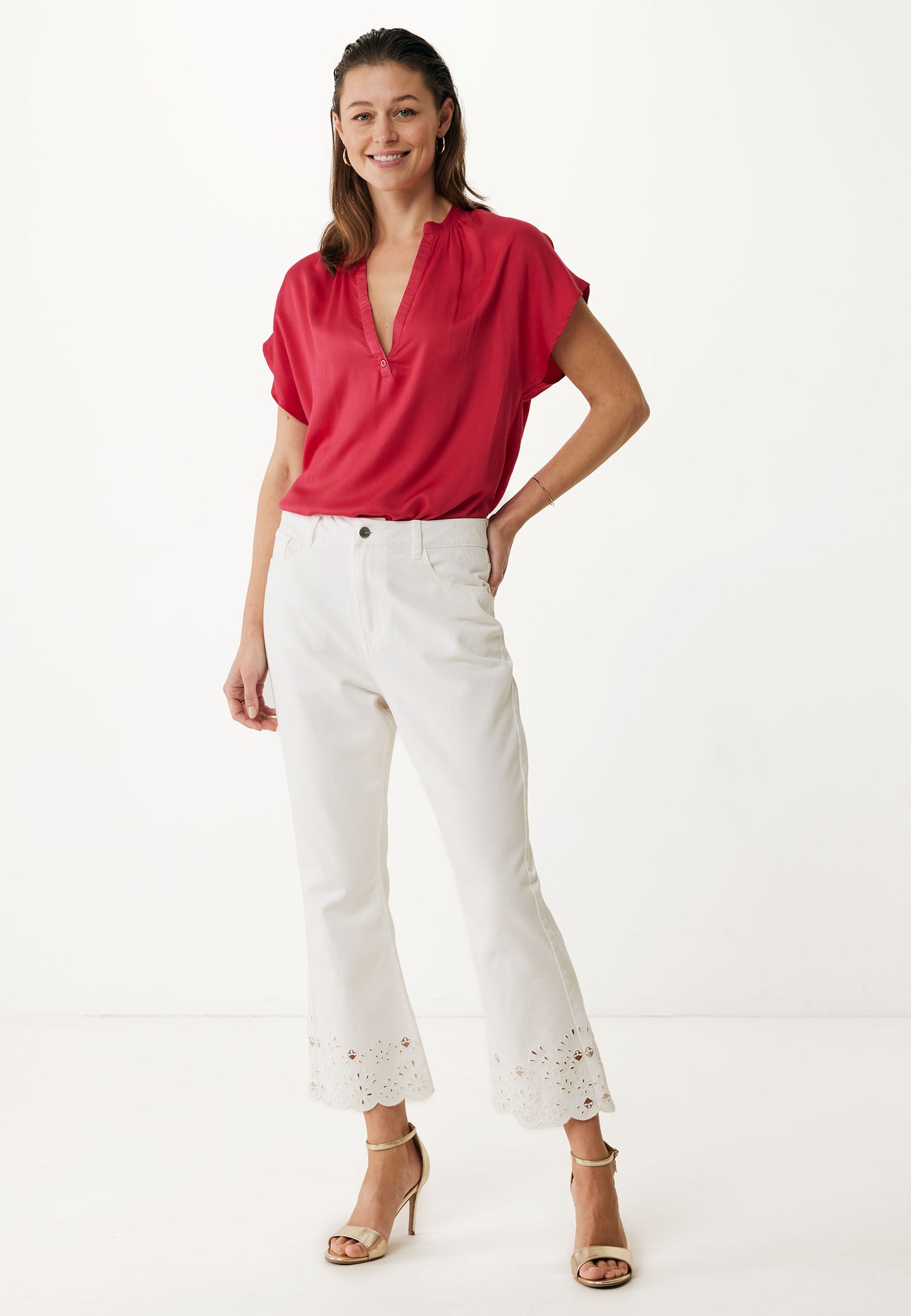 Short Sleeve V-Neck Blouse