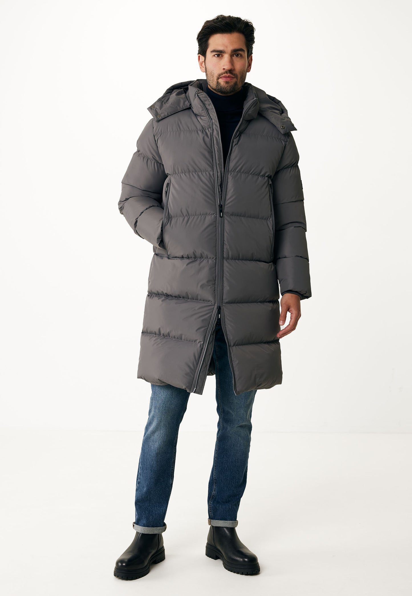 Long Puffer Jacket with Hood