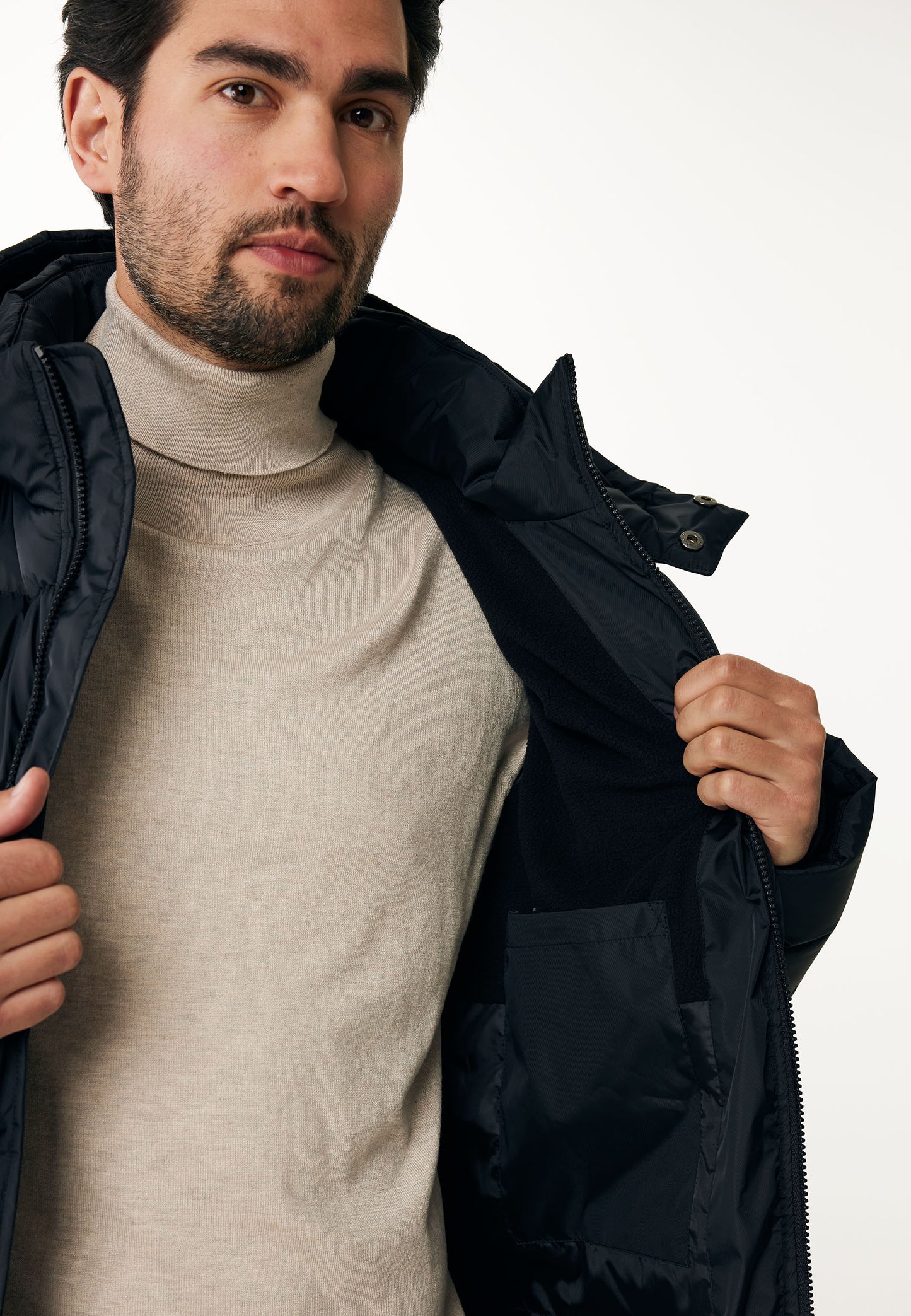 Long Puffer Jacket with Hood