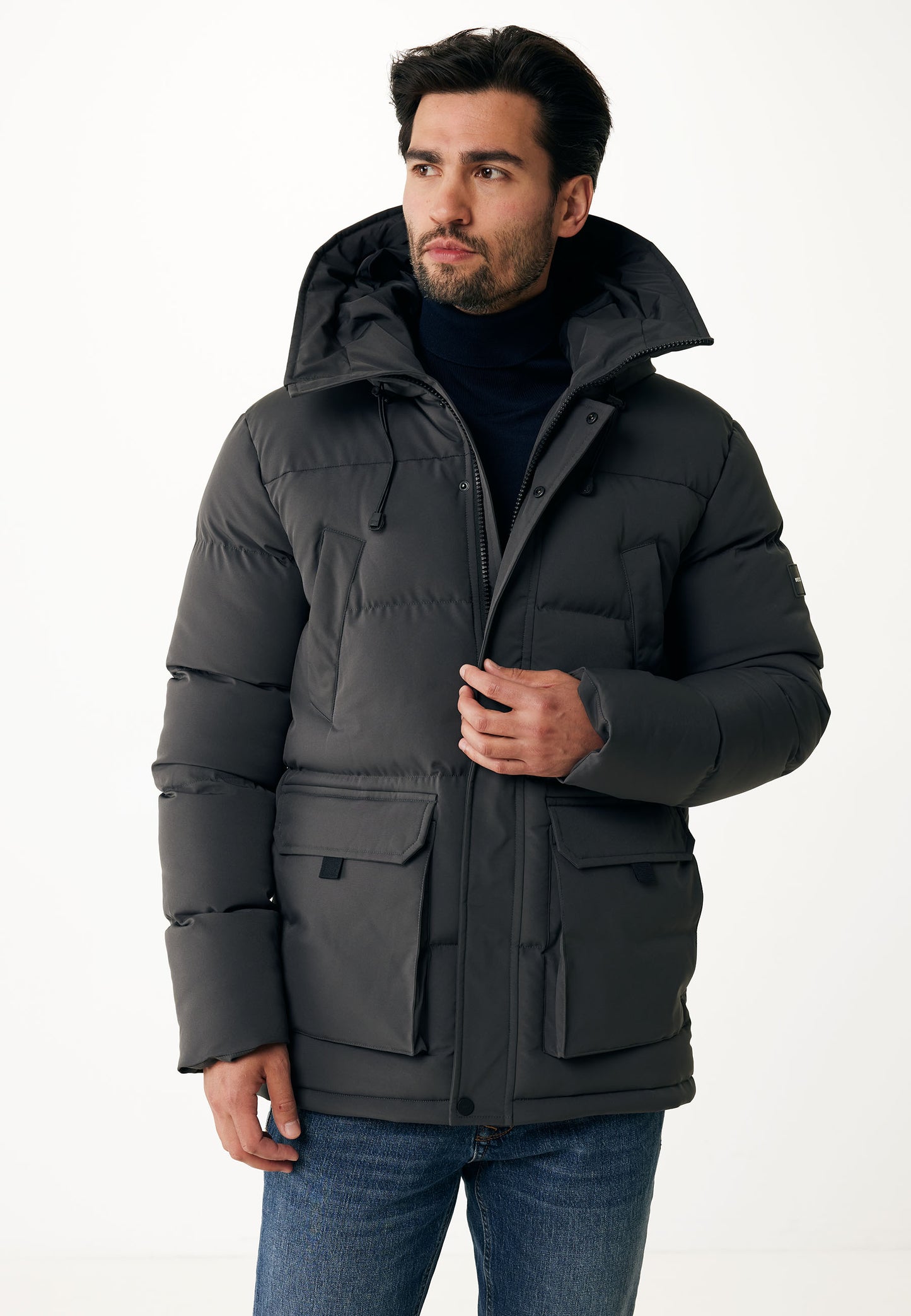 Puffer Jacket with Hood and Pockets