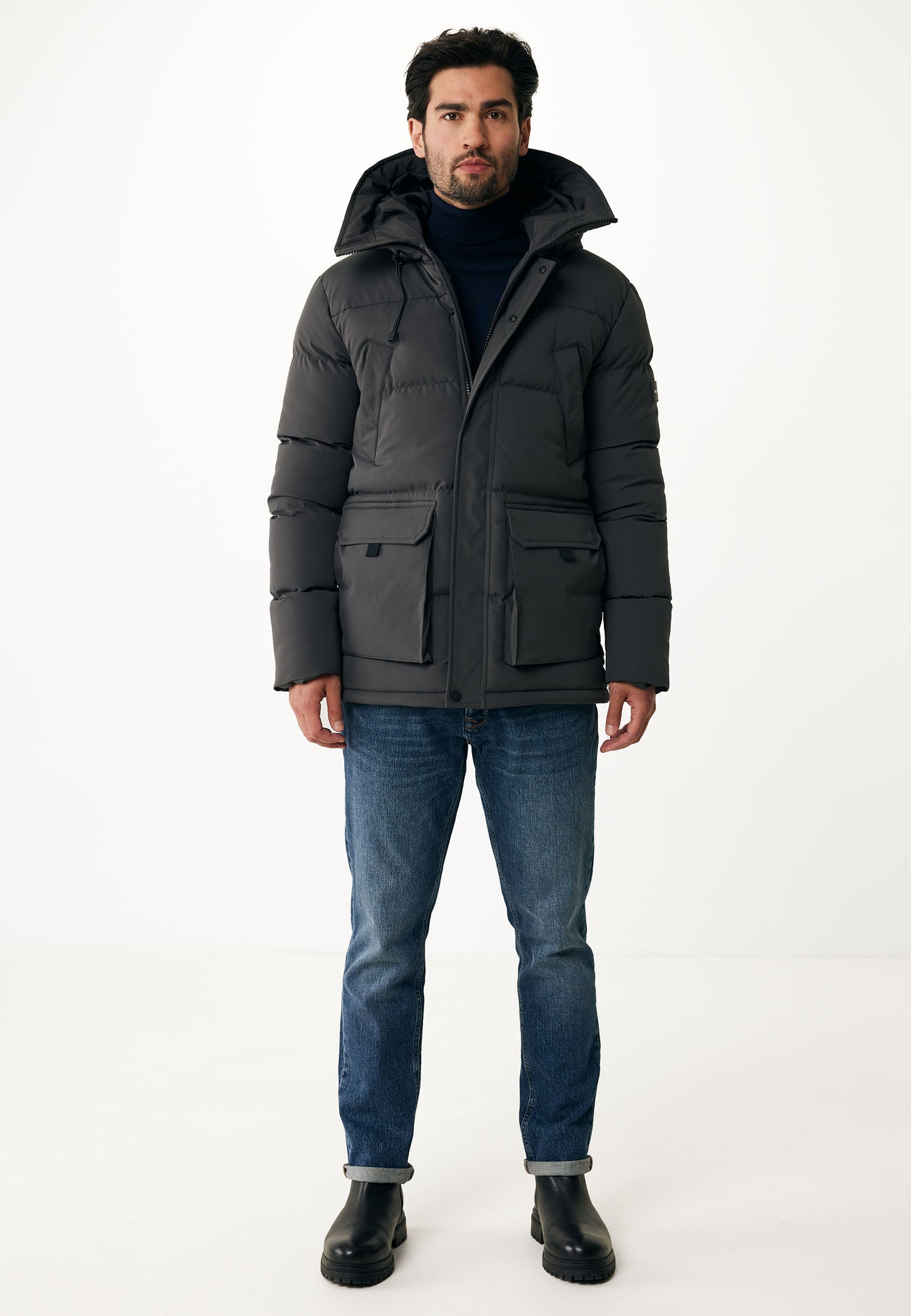 Puffer Jacket with Hood and Pockets