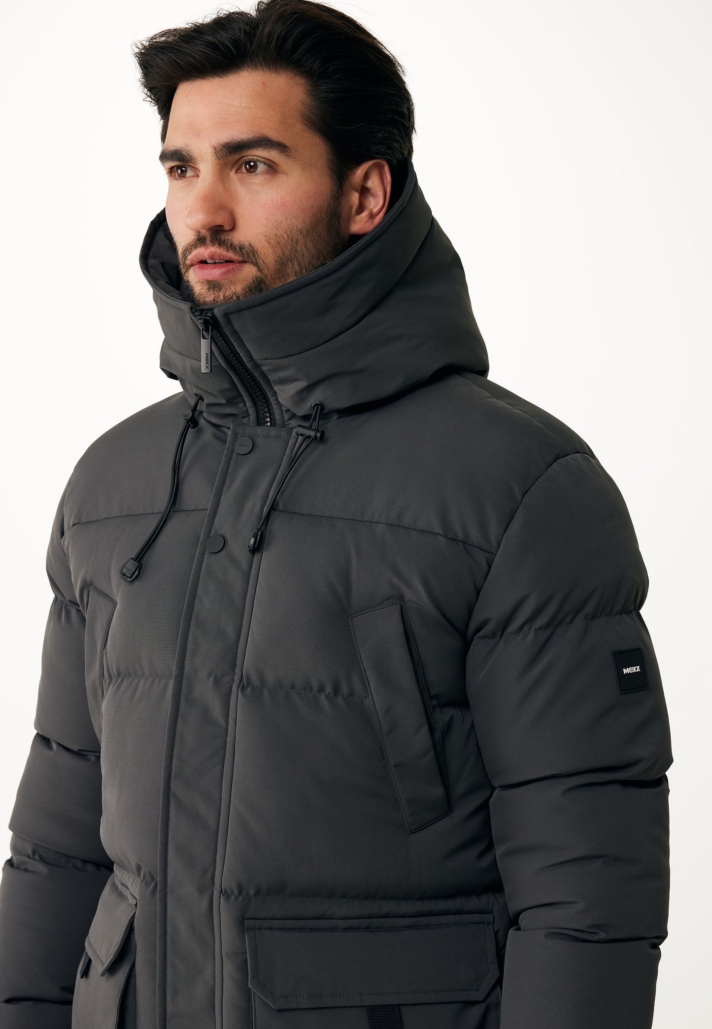 Puffer Jacket with Hood and Pockets