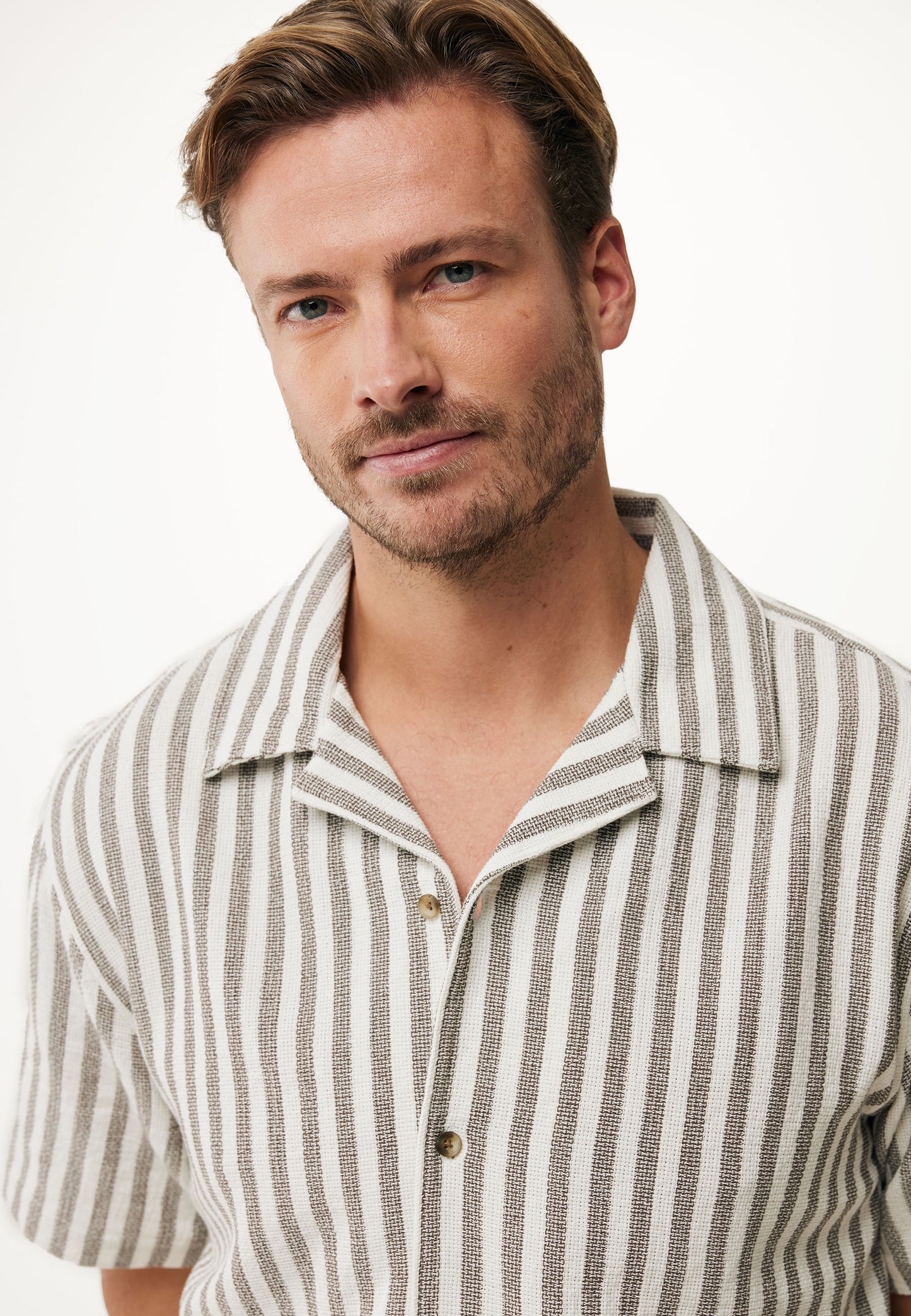 Striped Cotton Short Sleeve Shirt
