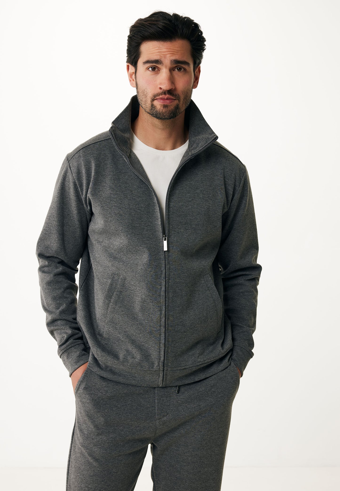 Cardigan with High Neck and Zipper