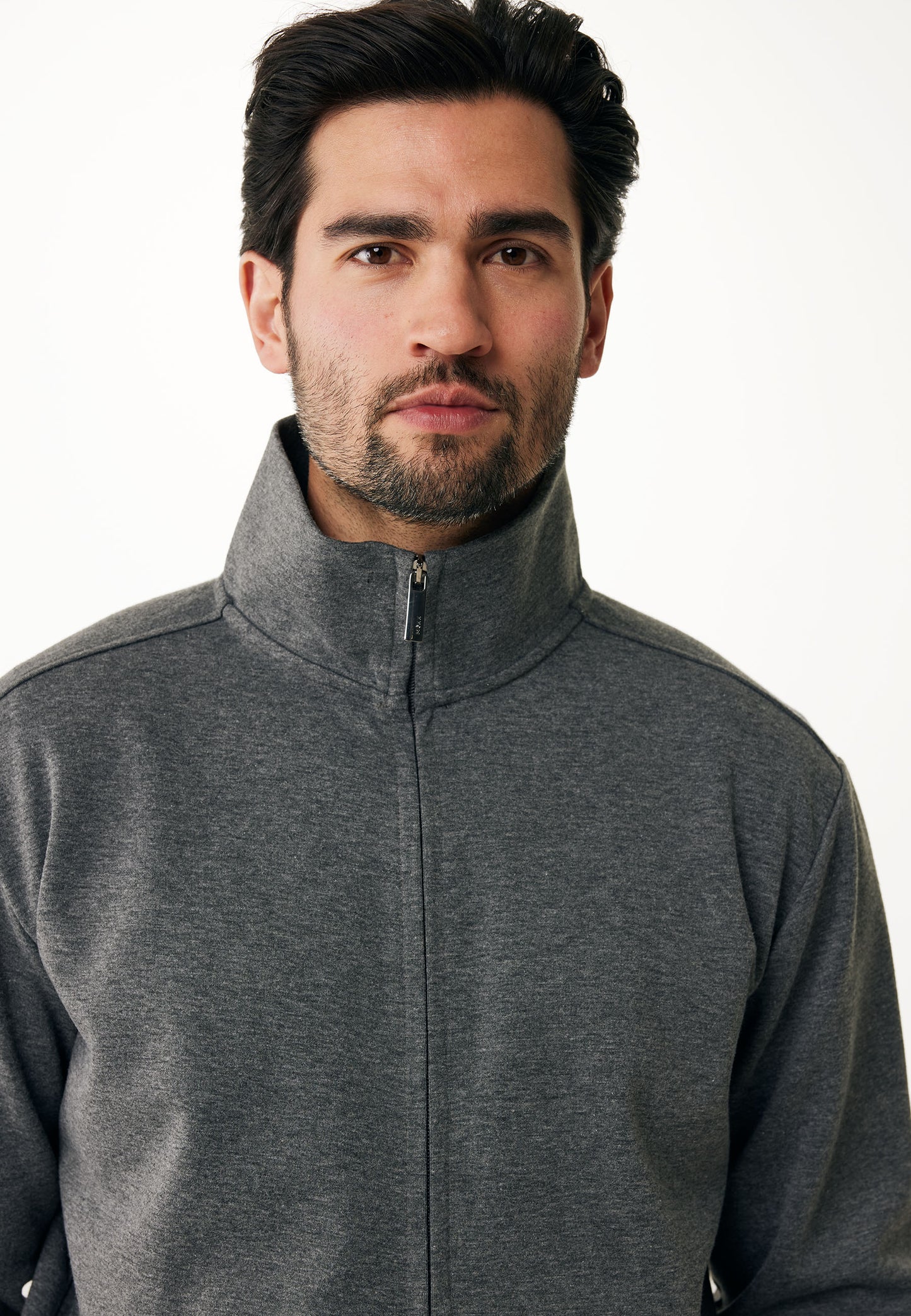 Cardigan with High Neck and Zipper