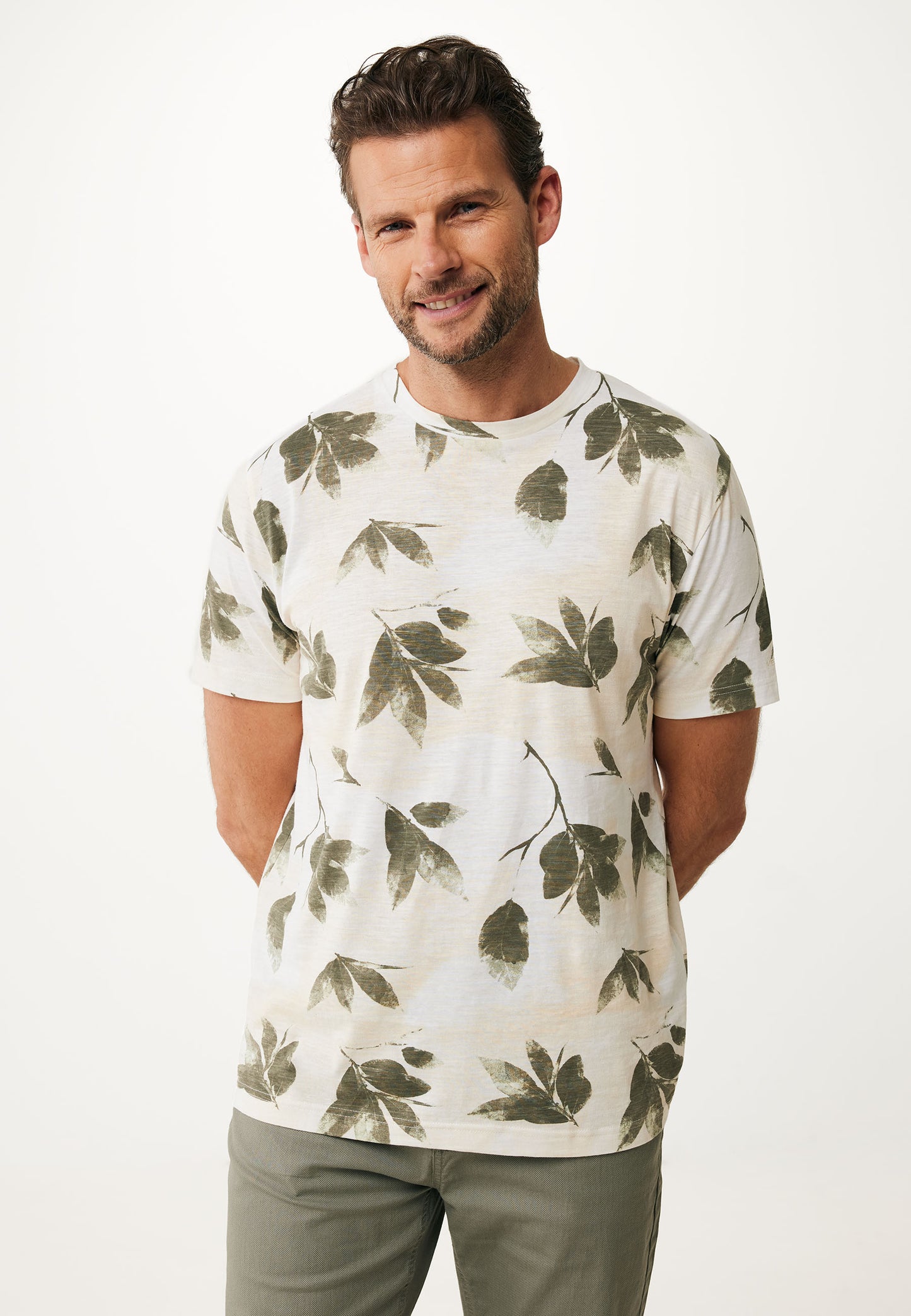 Ανδρικό T-Shirt με Print Από Φύλλα
