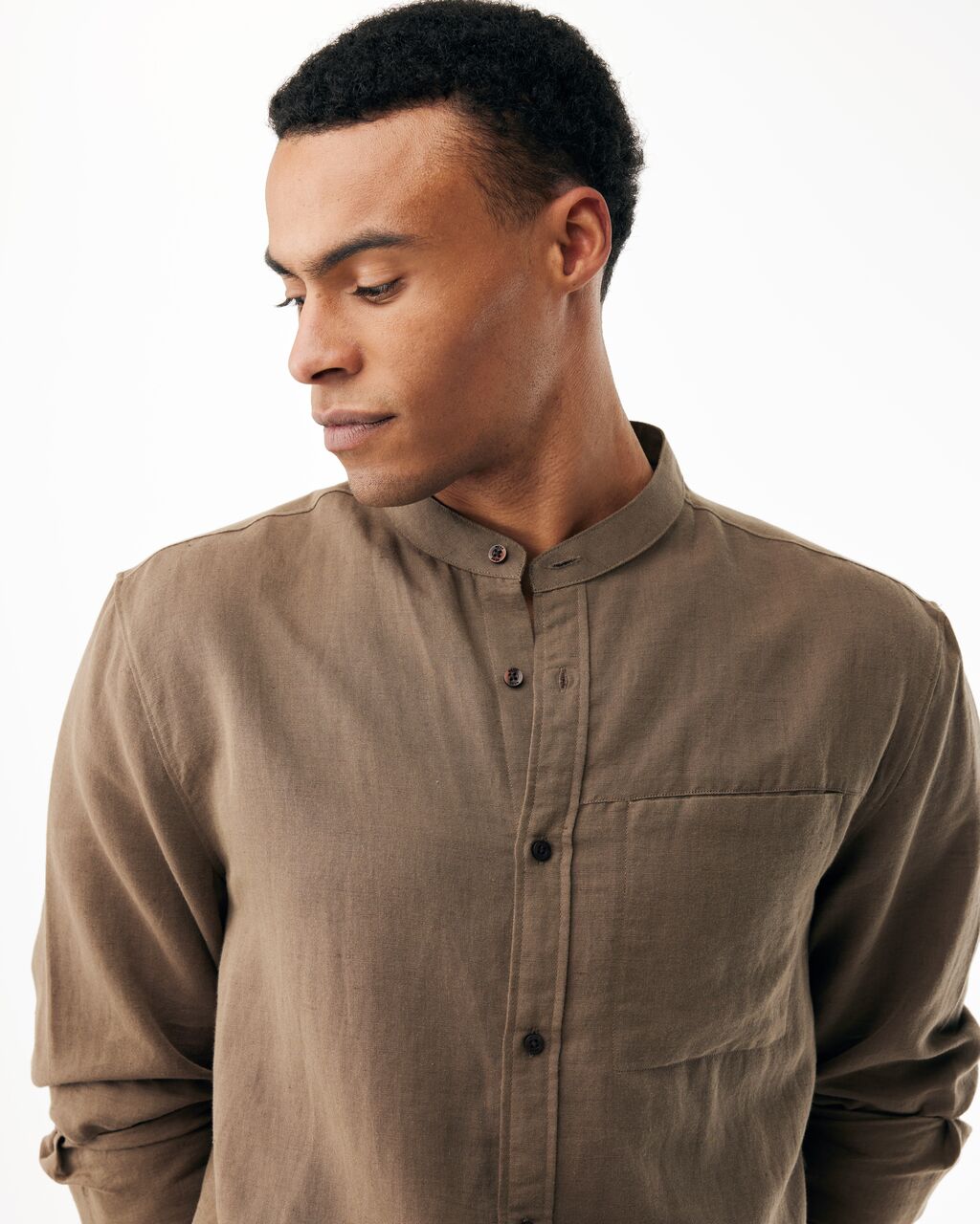 Ανδρικό λινό πουκάμισο με μάο γιακά