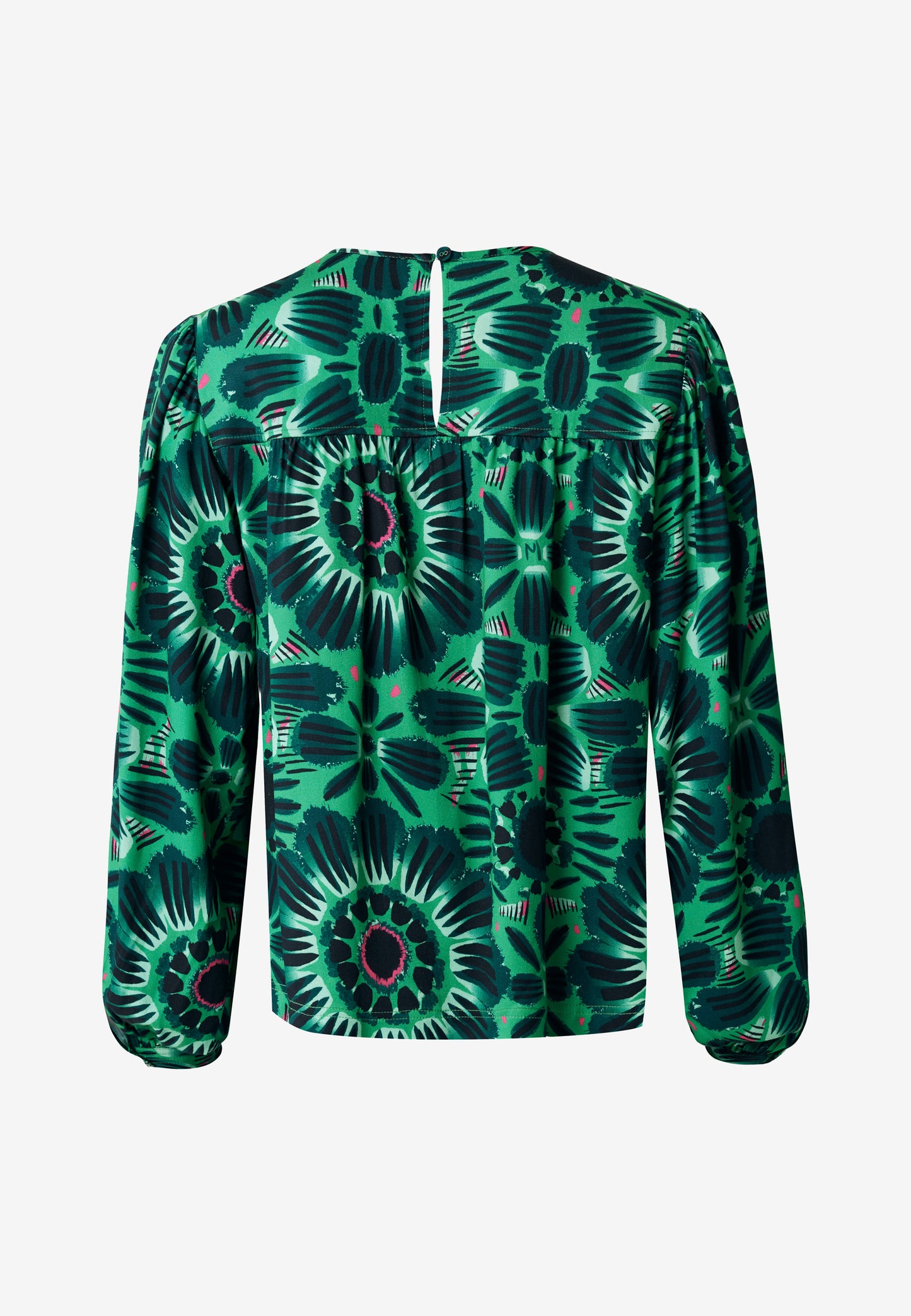 Printed Blouse with Pleats on the Shoulders