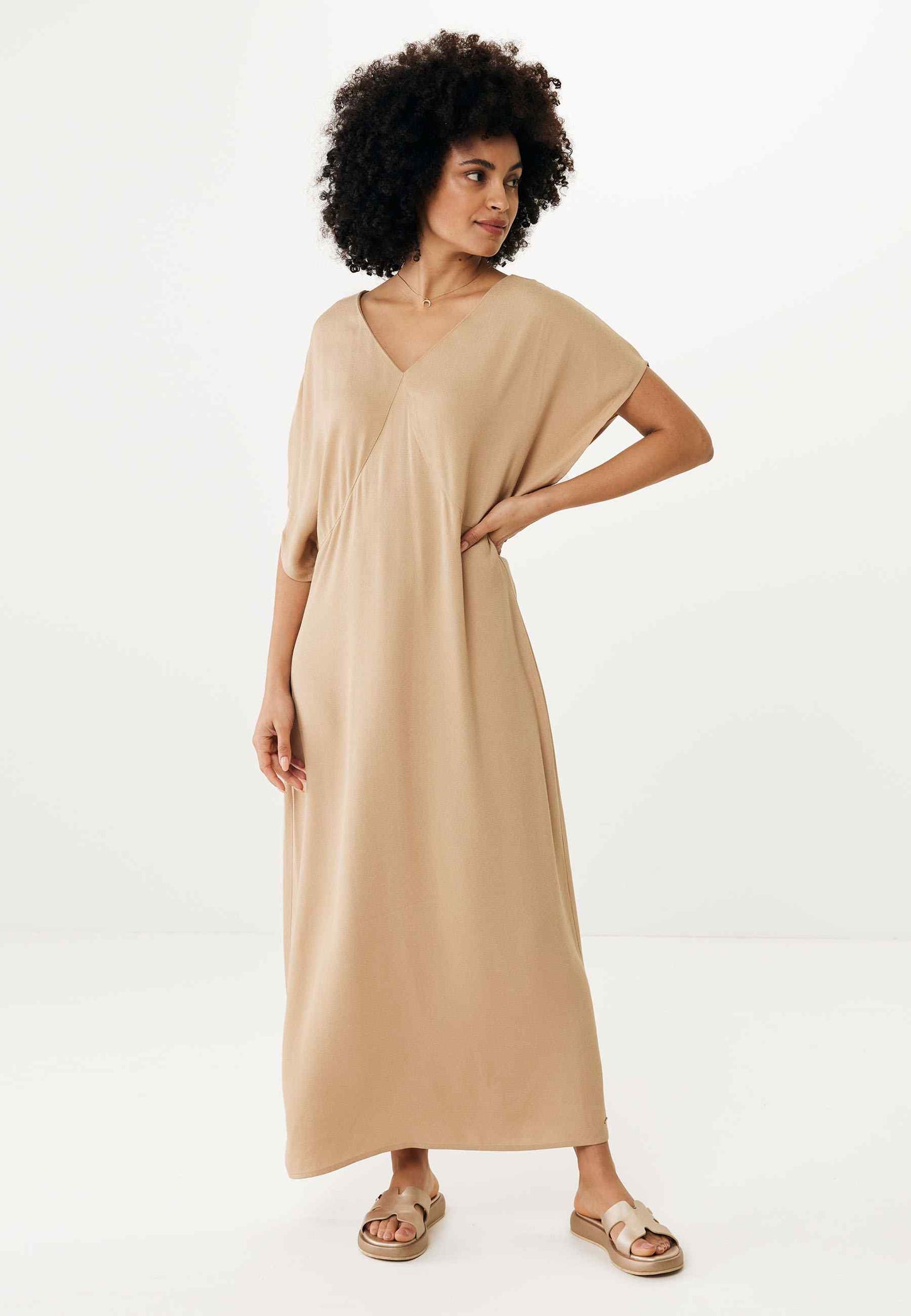 Μακρύ Φόρεμα V-Neck Fluttersleeve
