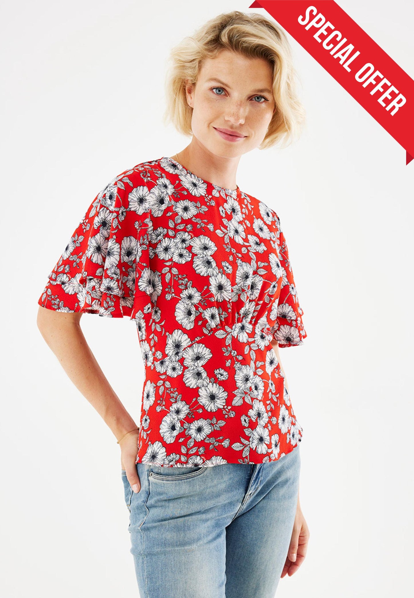 Women's Floral Blouse with All-Over Print