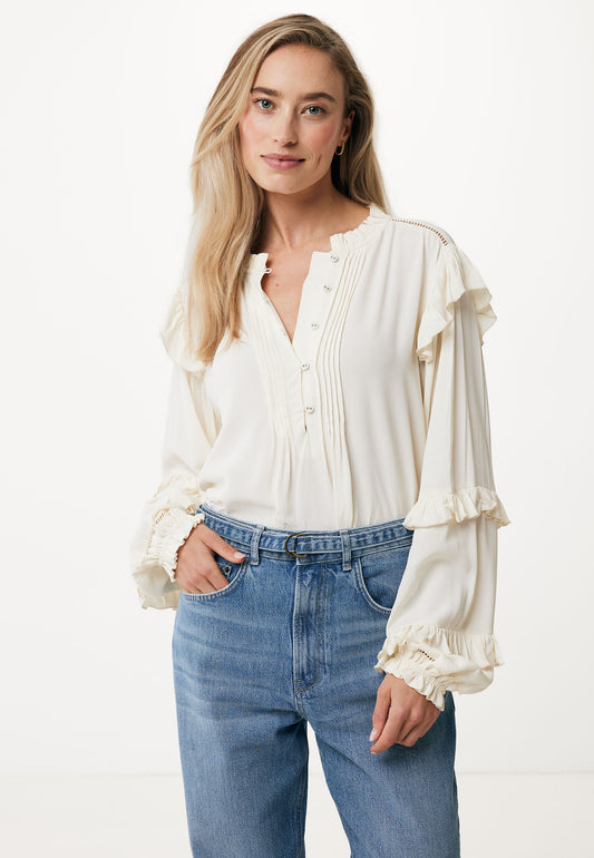 Blouse with Ruffled Sleeves