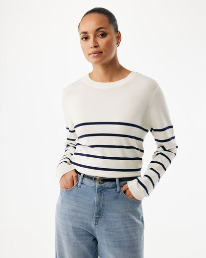 ASTER Γυναικεία ριγέ πλεκτή μπλούζα με μακριά μανίκια