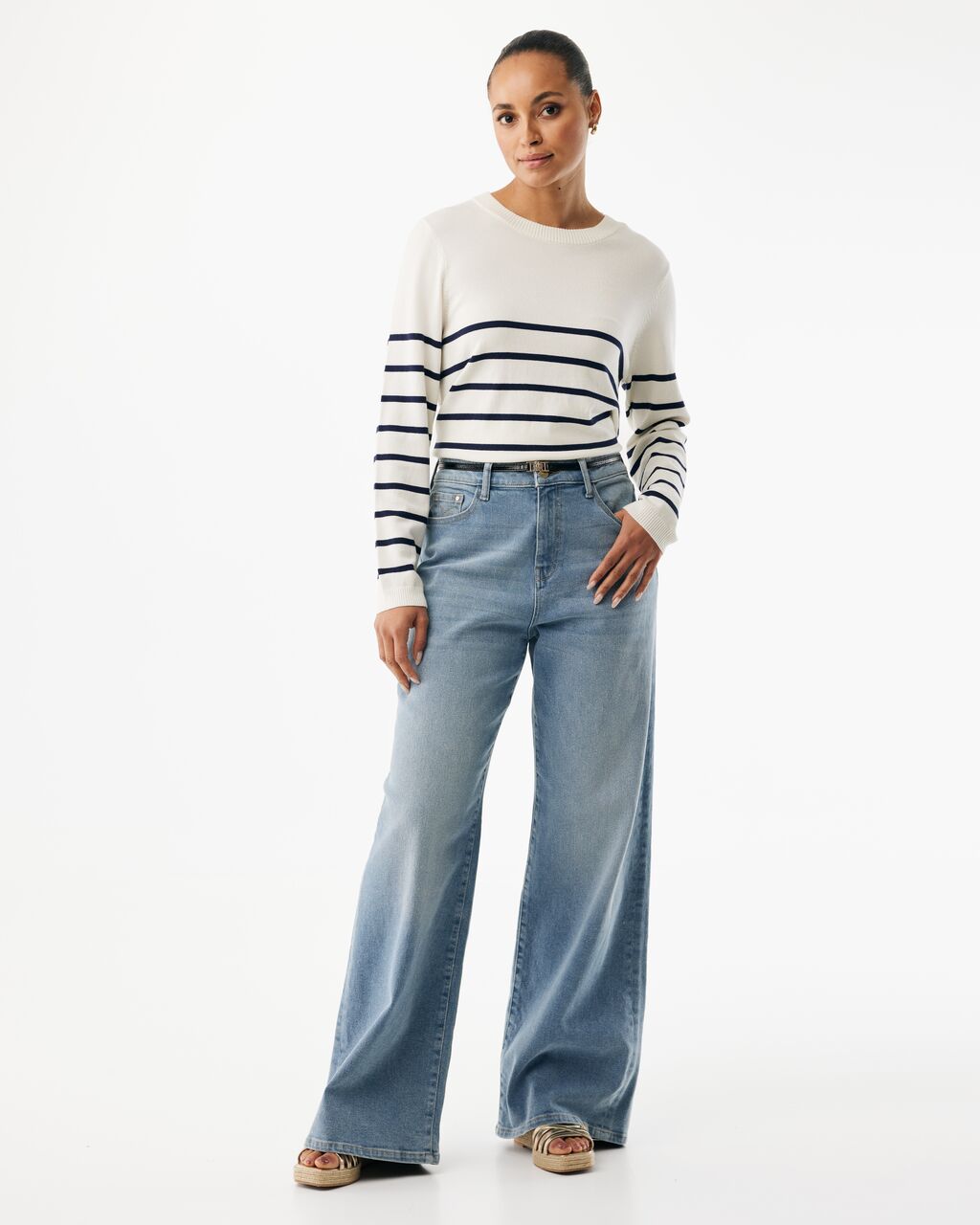 ASTER Γυναικεία ριγέ πλεκτή μπλούζα με μακριά μανίκια