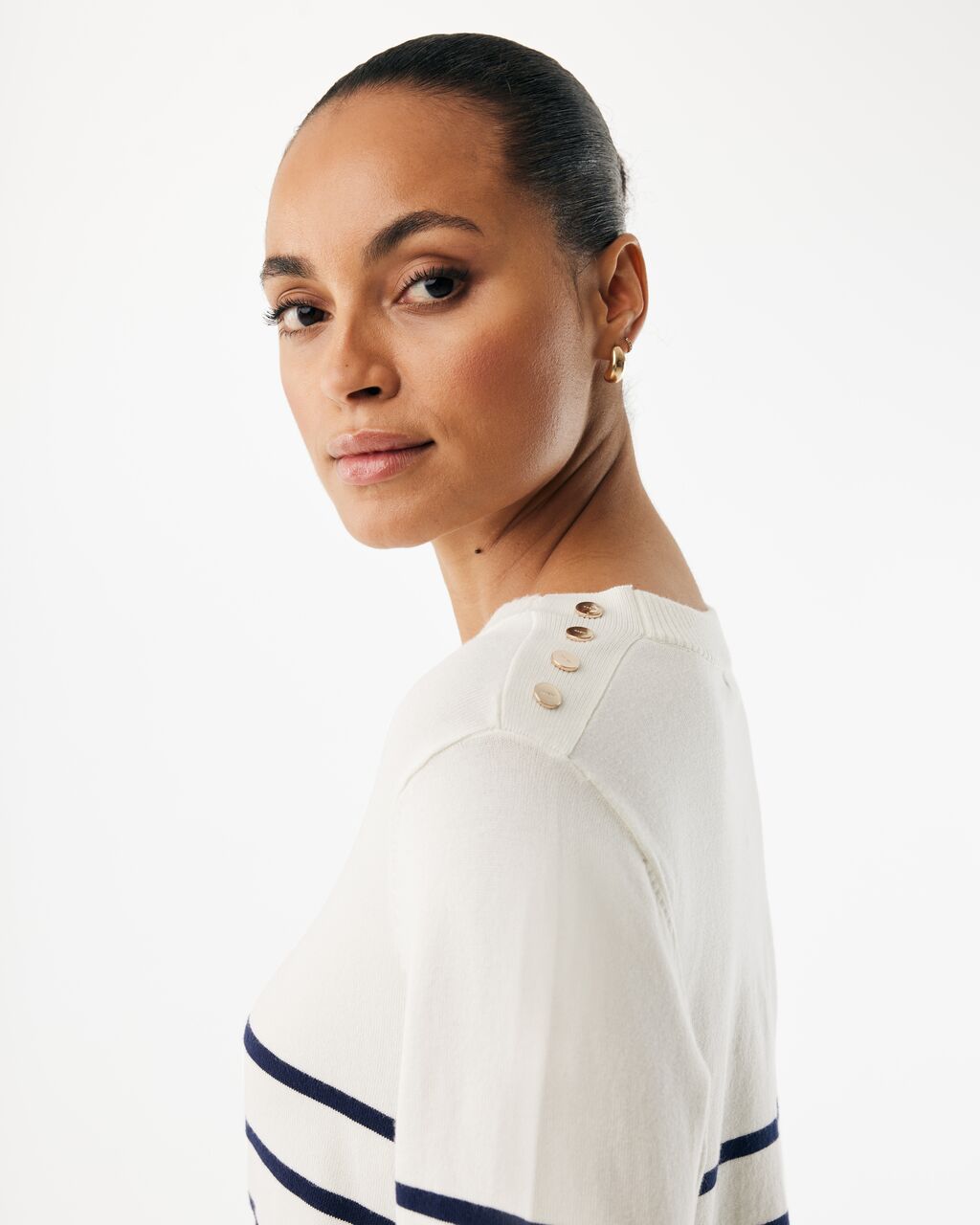 ASTER Γυναικεία ριγέ πλεκτή μπλούζα με μακριά μανίκια