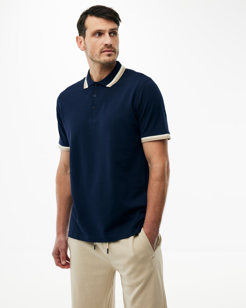 Ανδρική Polo Μπλούζα Piqué με Contrast Γιακά & Μανίκια