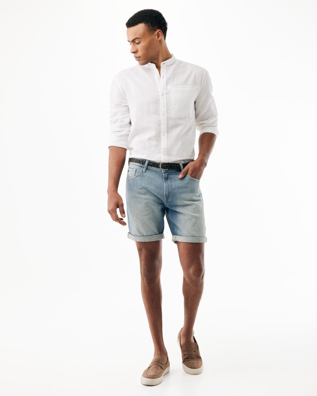 Ανδρικό λινό πουκάμισο με μάο γιακά