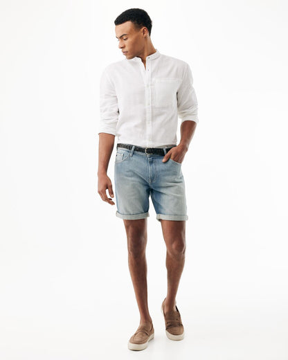 Ανδρικό λινό πουκάμισο με μάο γιακά