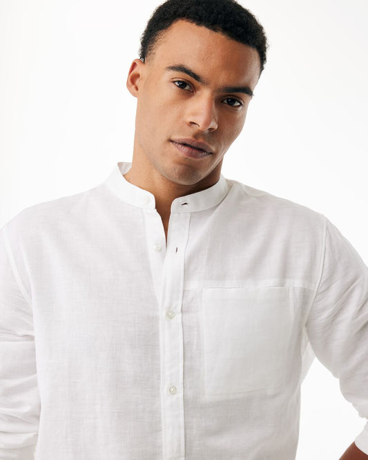 Ανδρικό λινό πουκάμισο με μάο γιακά