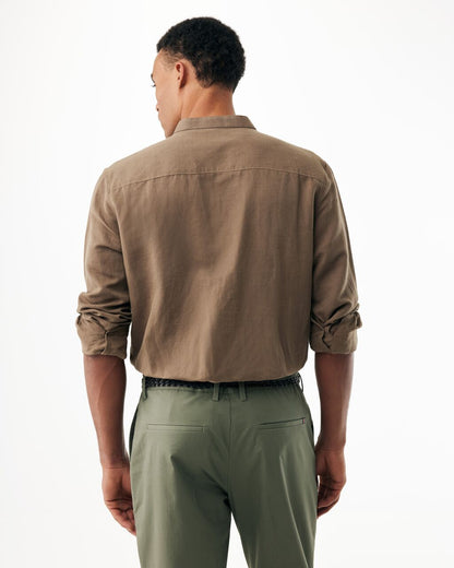 Ανδρικό λινό πουκάμισο με μάο γιακά