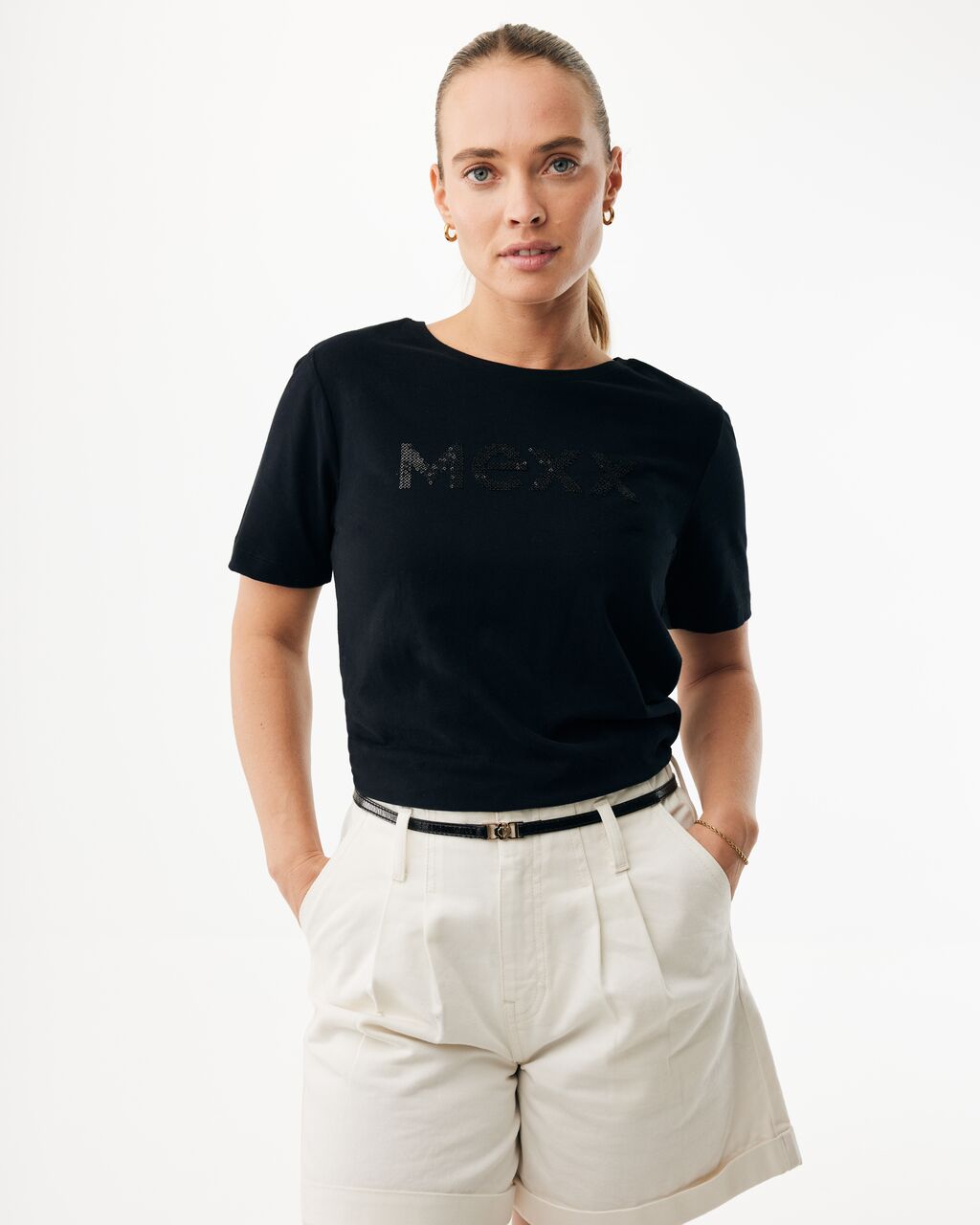 Γυναικείο T-shirt MEXX με λογότυπο strass