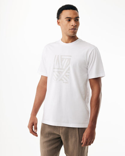 Λευκό ανδρικό T-shirt με tonal print Mexx