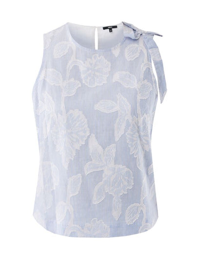 Γυναικεία Αμάνικη Μπλούζα Ζακάρ Ριγέ Floral