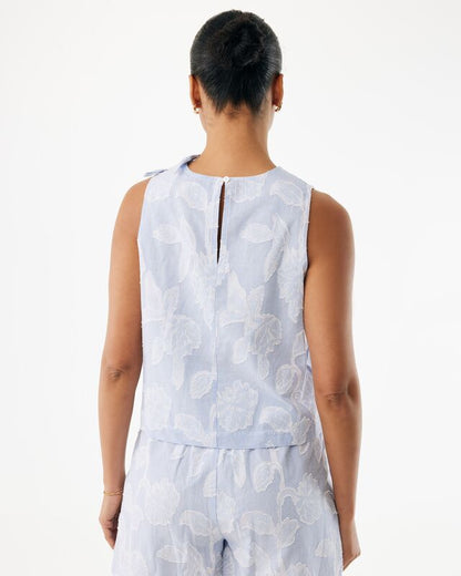 Γυναικεία Αμάνικη Μπλούζα Ζακάρ Ριγέ Floral