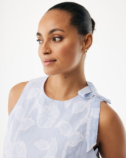 Γυναικεία Αμάνικη Μπλούζα Ζακάρ Ριγέ Floral